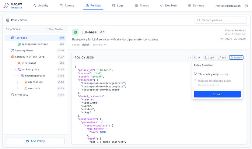 Explain Policy Step 1
